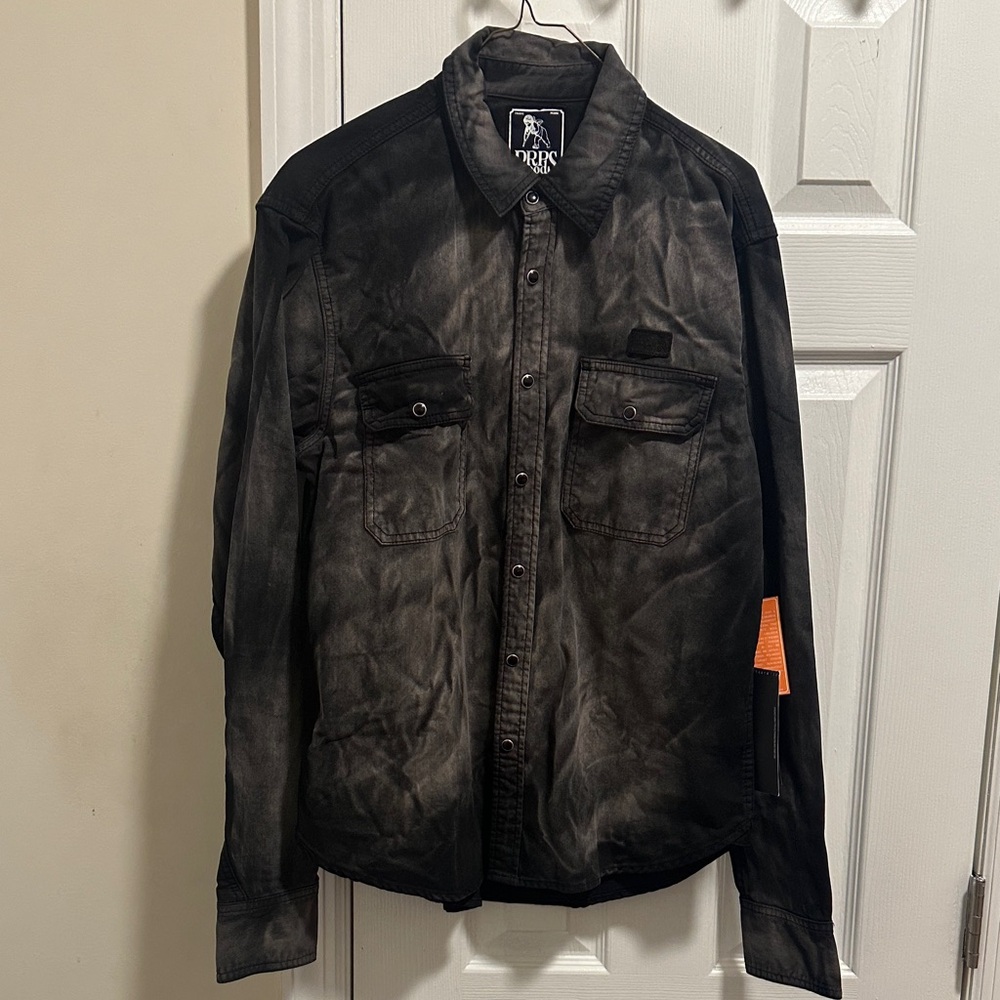 PRPS Black and Gray Casual Button Down Shirt